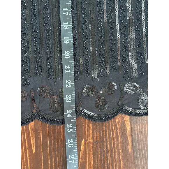 A.Z.I NWT Sequin Beaded L Black Semi Sheer Holiday Evening Going Out Top - Picture 12 of 13